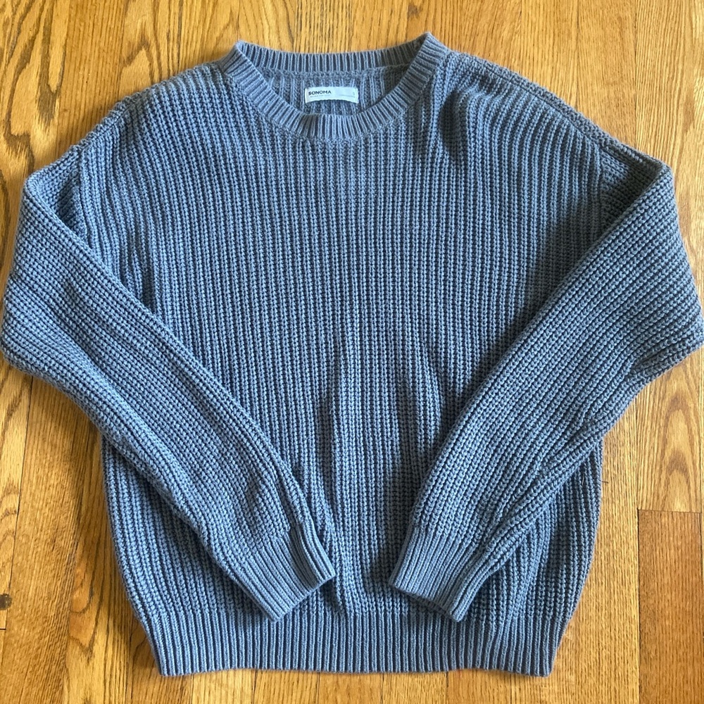 Sonoma Grey Ribbed Crew Neck Sweater🩵